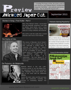 Awkword Paper Cut Newsletter for September 2013