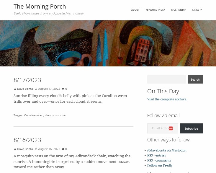 screenshot of The Morning Porch