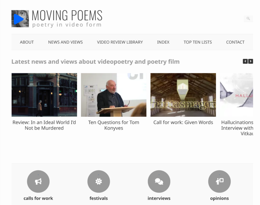 screenshot of Moving Poems